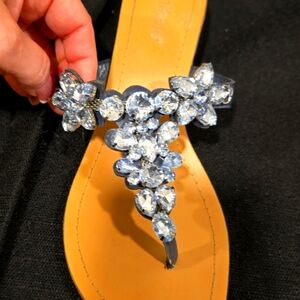 NICOLE Blue Jeweled Sandals, Size 7